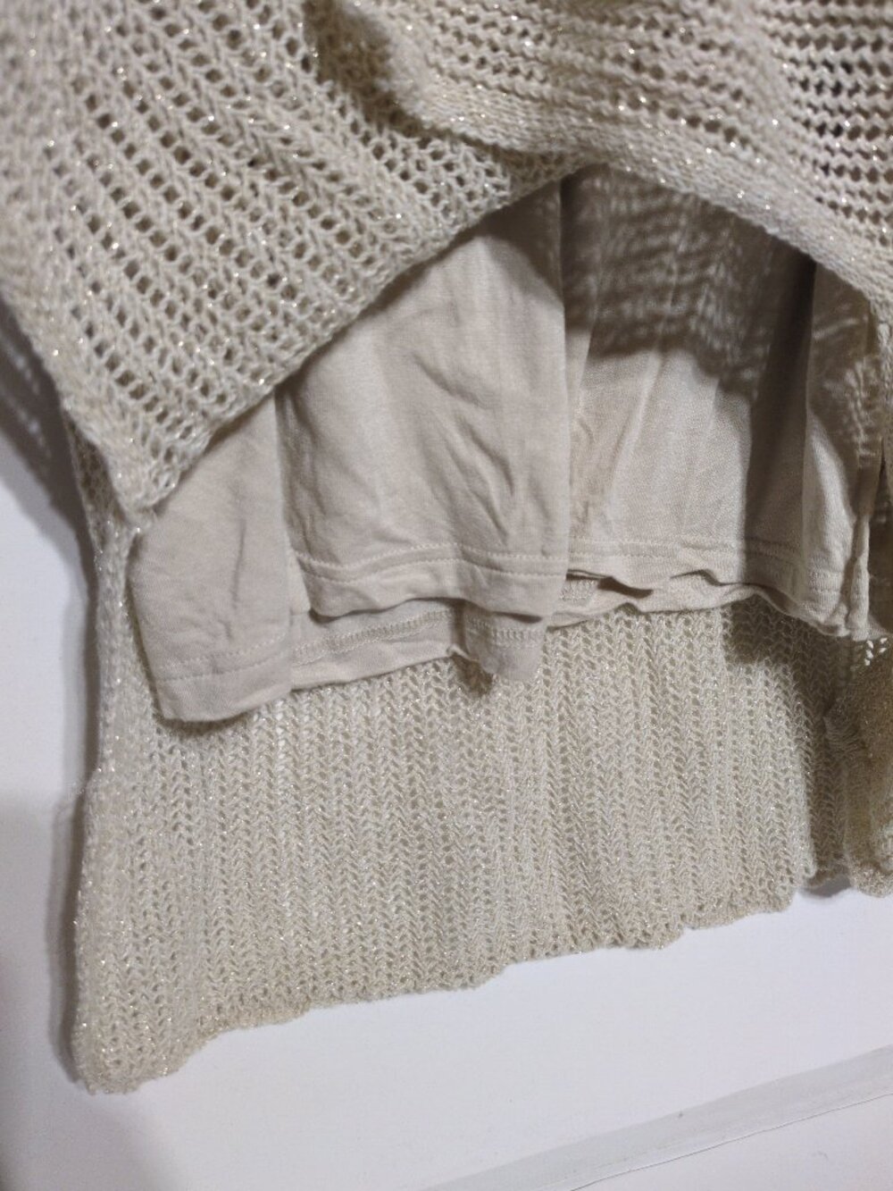 Zenergy By Chicos Maxi Dress Size 2 Large Knitted Linen Blend Beige Shimmer - Picture 4 of 8